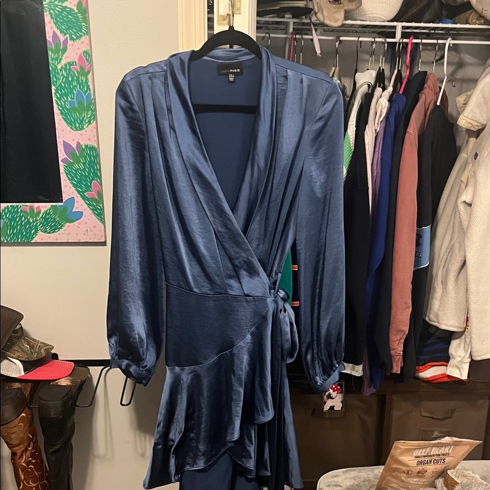 Lucy Paris Satin Blue Dress